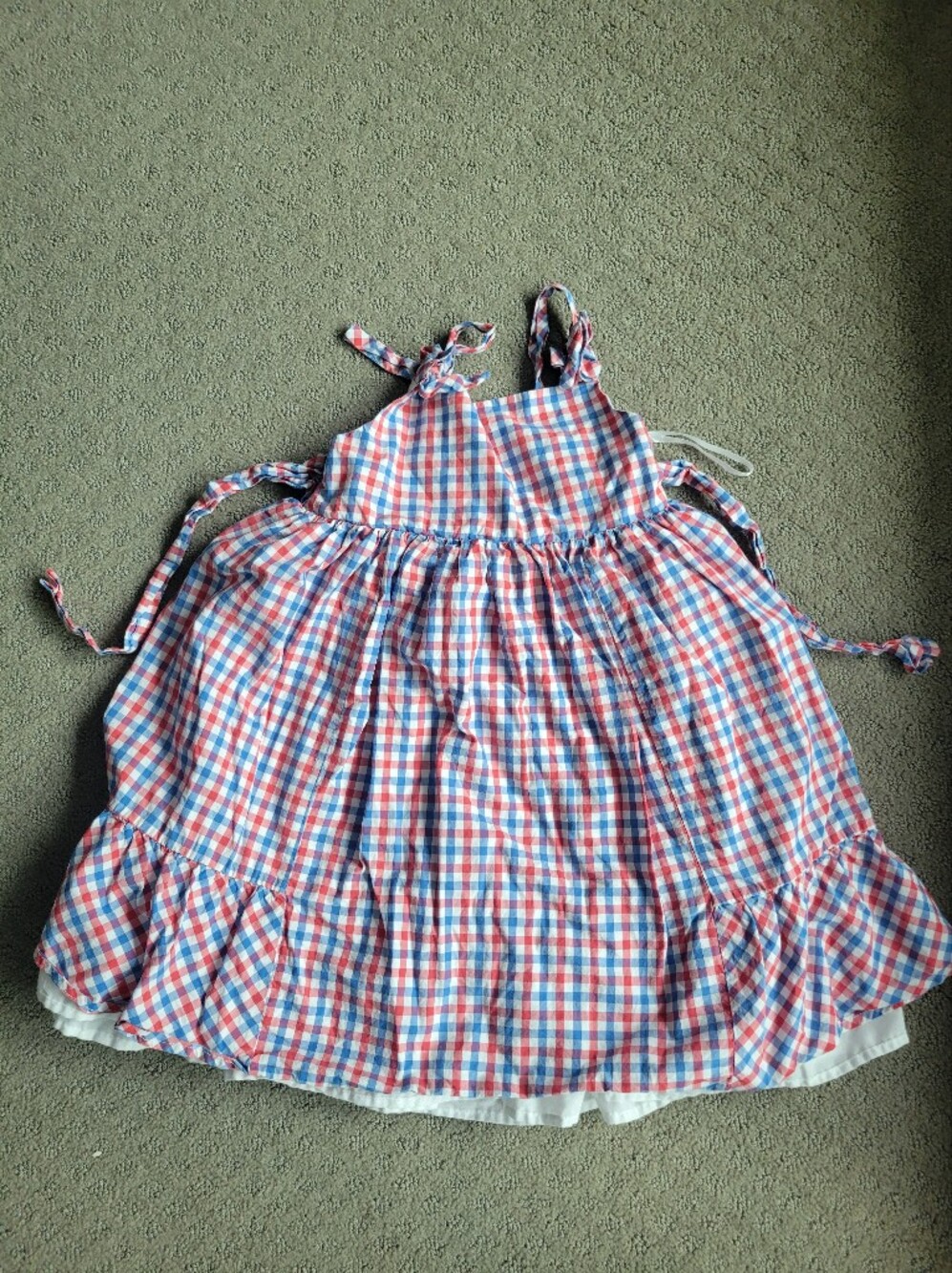 Tahari Red, Blue & White Gingham Smocked Dress Kids